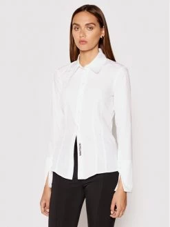 Patrizia Pepe Γυναίκες Επίσημα Πουκάμισα Πουκάμισο 8C0465/AB01-W103 Λευκό Slim Fit Λευκό