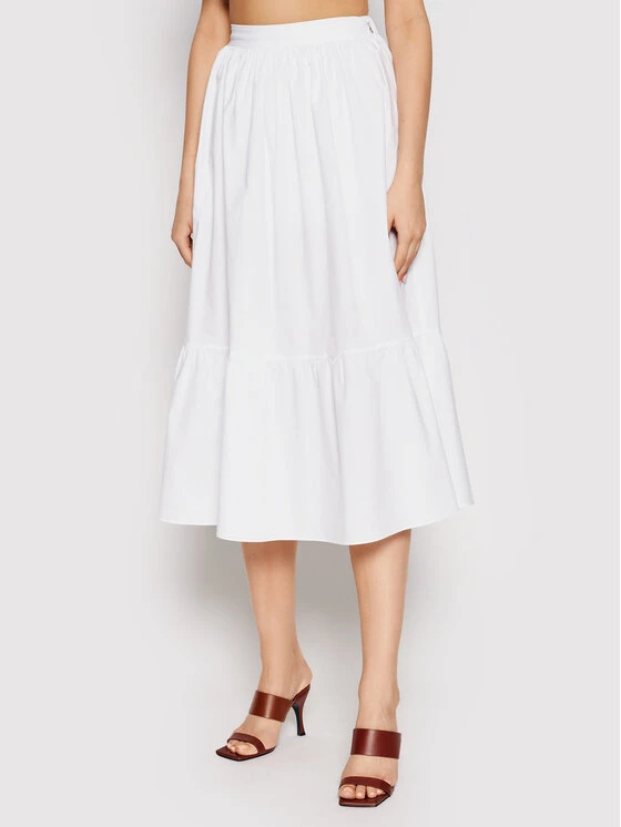 Patrizia Pepe Γυναίκες Φούστα Midi 2G0807/A9B9-W103 Λευκό Regular Fit Λευκό 3 Patrizia Pepe Γυναίκες Φούστα Midi 2G0807/A9B9-W103 Λευκό Regular Fit Λευκό