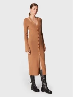 Patrizia Pepe Γυναίκες Πλεκτά Φορέματα Φόρεμα υφασμάτινο 2A2452/K031-B746 Καφέ Slim Fit Καφέ