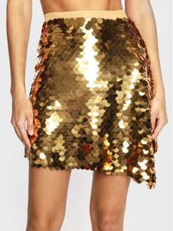 Patrizia Pepe Γυναίκες Φούστα Mini 2G0880/A179-Y405 Χρυσό Regular Fit Χρυσό