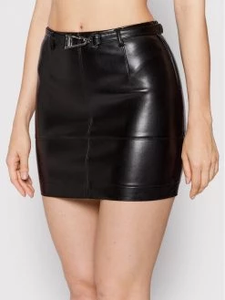 Patrizia Pepe Γυναίκες Mini Φούστα από απομίμηση δέρματος 8G0285/E005-K103 Μαύρο Slim Fit Μαύρο