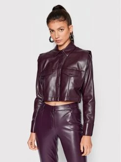 Patrizia Pepe Γυναίκες Δερμάτινα Μπουφάν Μπουφάν από απομίμηση δέρματος 8C0561/E005-M424 Μωβ Regular Fit Μωβ