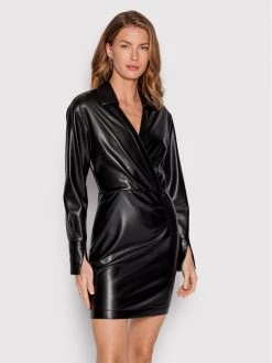 Patrizia Pepe Γυναίκες Δερμάτινα Φορέματα Φόρεμα από απομίμηση δέρματος 8A0986/E005-K103 Μαύρο Regular Fit Μαύρο