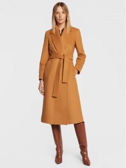 Patrizia Pepe Γυναίκες Μεταβατικά Παλτά Μάλλινο παλτό 2O0038 A171 B746 Καφέ Regular Fit Καφέ