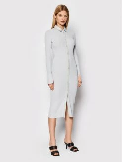 Patrizia Pepe Γυναίκες Φορέματα σε Στυλ Πουκάμισο & Σεμιζιέ Φόρεμα υφασμάτινο 8K1183/K007-S633 Γκρι Slim Fit Γκρι