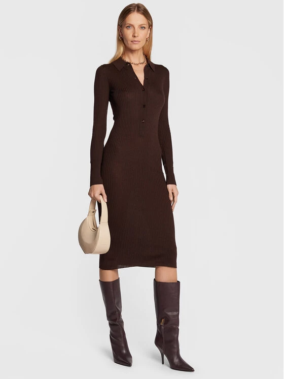 Patrizia Pepe Γυναίκες Πλεκτά Φορέματα Φόρεμα υφασμάτινο 2A2436/KM36-B748 Καφέ Slim Fit Καφέ 4 Patrizia Pepe Γυναίκες Πλεκτά Φορέματα Φόρεμα υφασμάτινο 2A2436/KM36-B748 Καφέ Slim Fit Καφέ - Image 2
