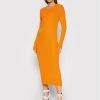 Patrizia Pepe Γυναίκες Πλεκτά Φορέματα Φόρεμα υφασμάτινο 2A2242/A9O3-R735 Πορτοκαλί Slim Fit Πορτοκαλί