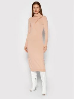 Patrizia Pepe Γυναίκες Πλεκτά Φορέματα Φόρεμα υφασμάτινο 2A2241/AM36-B728 Μπεζ Slim Fit Μπεζ